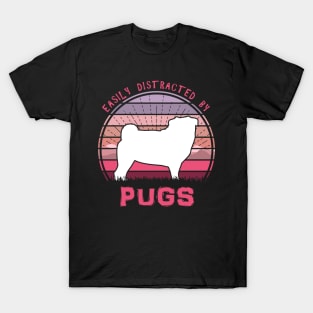 Easily Distracted By Pugs Sunset T-Shirt